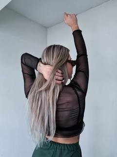 cropped tule rework preto - comprar online