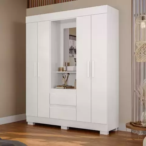 Guarda Roupa ACP Isabely 4 Portas com Espelho e Pés