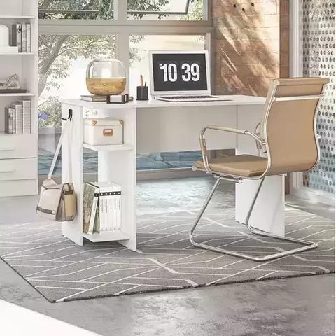 Escrivaninha Mesa Gamer Mesa para Escritório 3875 Branco Brilho - Qmovi