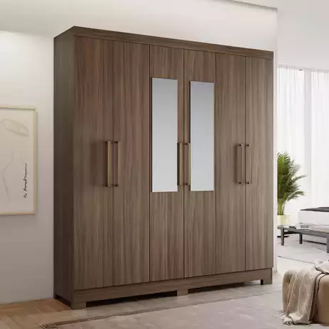 Guarda Roupa Casal Espelho 6 Portas 3 Gavetas NT5190 Notável Móveis