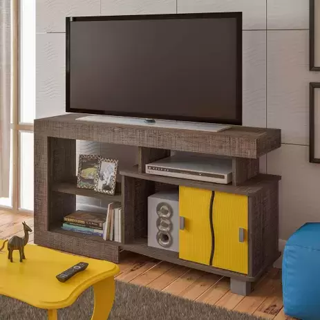 Rack Senna Amarelo e Canela 105 cm - Artely