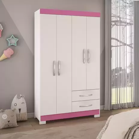 Guarda Roupa Solteiro 4 Portas 2 Gavetas NT5005 Notável