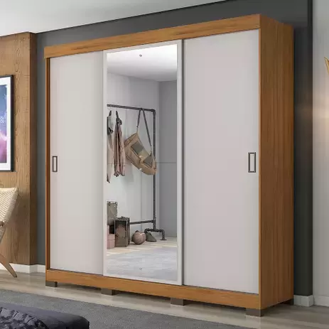 Guarda Roupa Casal 3 Portas 4 Gavetas com Espelhos NT5020 Notável Móveis
