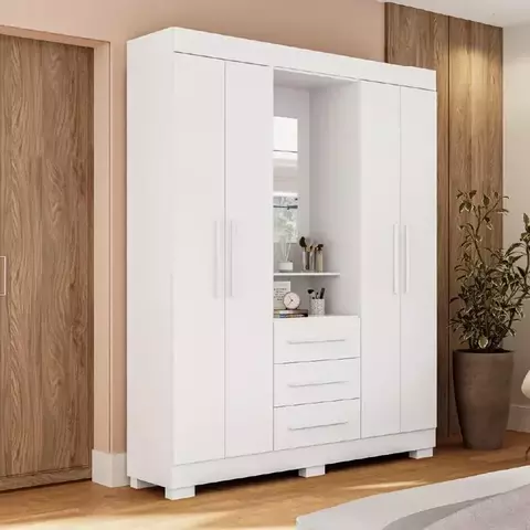 Guarda Roupa Acp Emily Gold 4 Portas com Espelho e Pés