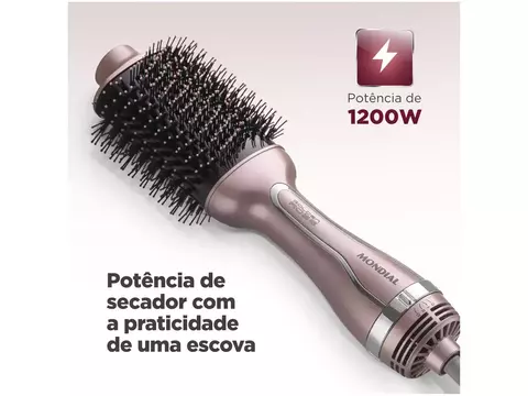 Escova Secadora Mondial ES-02-BI 1200W - 3 Níveis de Temperatura Tourmaline Íon