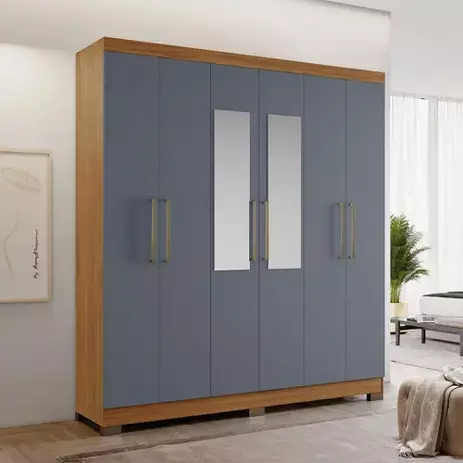 Guarda Roupa Casal Espelho 6 Portas 3 Gavetas NT5190 Notável Móveis