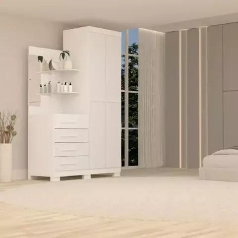 Guarda Roupa ACP Melissa 2 Portas e 4 gavetas com Espelho - comprar online