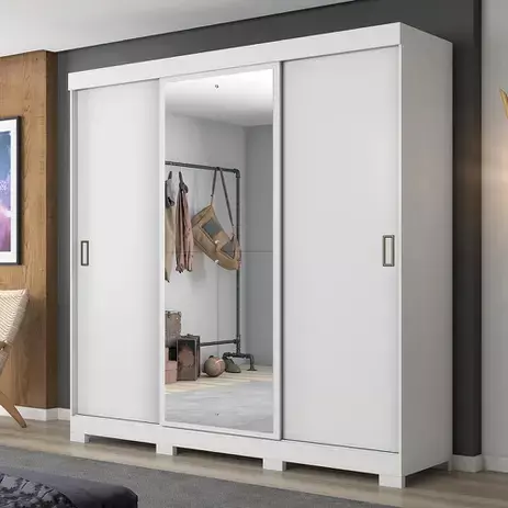 Guarda Roupa Casal 3 Portas 4 Gavetas com Espelhos NT5020 Notável Móveis