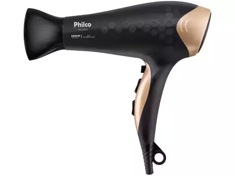 Secador de Cabelo Philco Íons Tourmaline Preto 2200W 2 Velocidades PSC2450