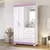 Roupeiro NT6020 Capelinha 2 Portas 3 Gavetas com Espelho e Pés Notavel - Branco Com Rosa na internet