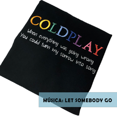 Camiseta bordada Coldplay - frase personalizada - loja online