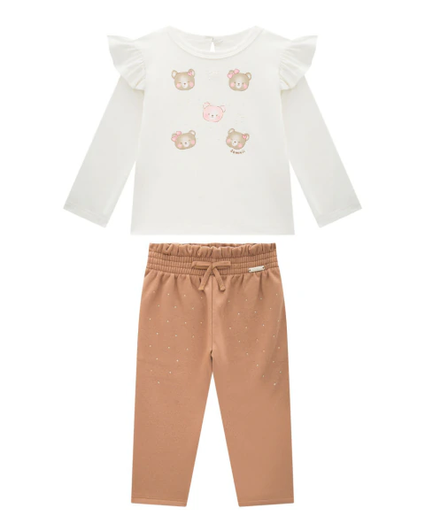 Conjunto Blusa e Calça Moletom Marrom