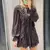 Traf 2025 plissado vestido feminino vintage manga longa elegante - Todosstilos.com.br