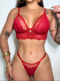 CONJUNTO LINGERIE RENDADO SEM BOJO na internet