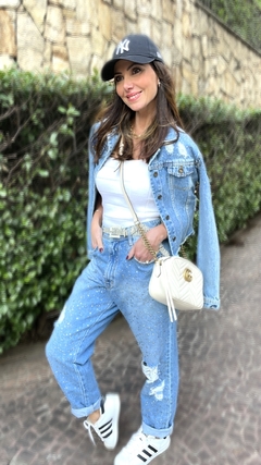 Mom jeans com aplicações - comprar online