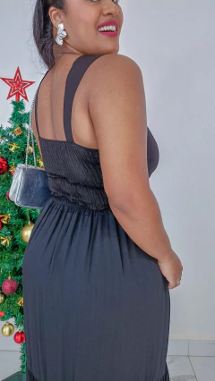 CONJUNTO LONGO PRETO SERENITY COM ALÇAS LARGAS E SAIA FLUÍDA - ELEGANTE E CONFORTÁVEL - - loja online