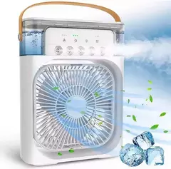 Refrigerador De Ar Ventilador Umidificador Portátil Com Led Reservatório De Água Led Usb