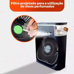 Imagem do Refrigerador De Ar Ventilador Umidificador Portátil Com Led Reservatório De Água Led Usb