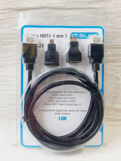 Mini Cabo Adaptador Hdmi + Mini + Micro Hdmi 4 Em 1 Banhado A Ouro 1,5m 4.9ft De Alta Velocidade