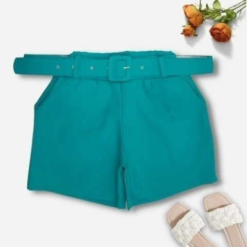 Shorts Plus Size com Cinto Cintura alta GG 2189 - Bellucy Modas