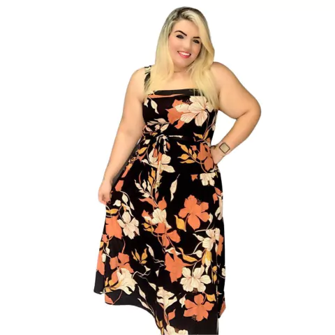Vestido Feminino Plus Size Rodado Estampado Plus Size