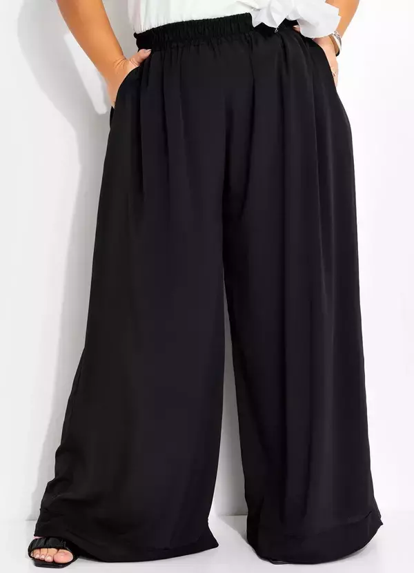 Calça Preto em Crepe Plano