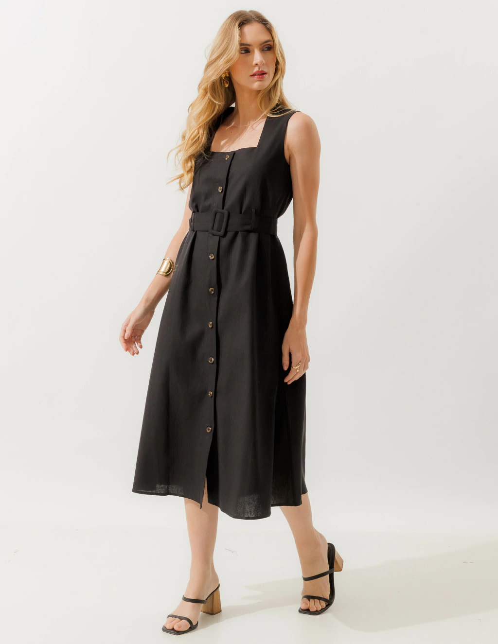 VESTIDO LINHO MIDI