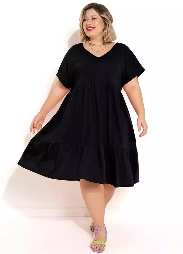 Vestido Preto em Malha de Algodão