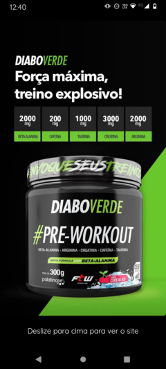 Diabo verde Pré treino 300g - comprar online