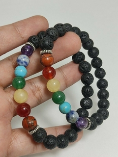 Pulsera de Piedra 7 chakras y Lava Volcánica - Alma Buddha