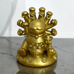 Maneki Neko Dorado Multibrazos - Alma Buddha