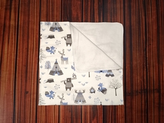 Manta doble tela CELESTE ANIMALITOS - comprar online