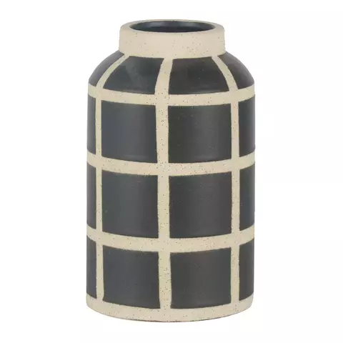 Vaso Cerâmica Geométricos Preto e Branco