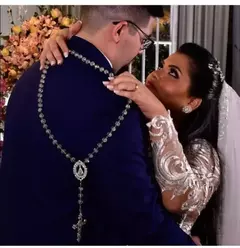 Terço para Noiva Luxo com Cristais e Zirconia-Nossa Senhora Aparecida - Li Ferreira Acessórios