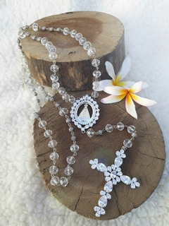 Terço para Noiva Luxo com Cristais e Zirconia-Nossa Senhora Aparecida - comprar online