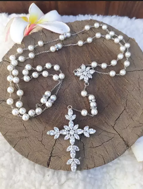 Terço de Noiva Luxo Zirconia - comprar online