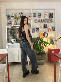 Wide Leg Tiro Bajo Lois Black