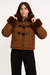 CAMPERA PUFFER CON ALAMARES Y PIEL