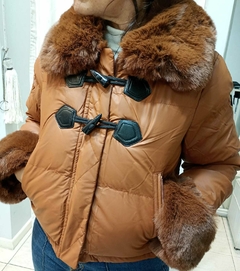 CAMPERA PUFFER CON ALAMARES Y PIEL - tienda online