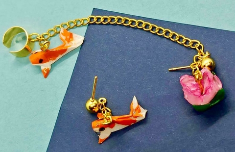 Koi Fish and Lotus Flower