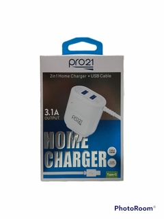CARGADOR 3.1A TIPO C + 2 PUERTOS USB CABLE 120CM