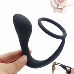 Estimulador prostata con anillo silicona negro - comprar online
