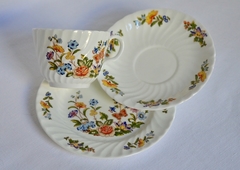 Trio para Te Aynsley Fine English Bone China , Pattern Cottage Garden C1960.