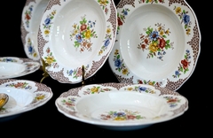 Juego de 6 Platos Hondos Copeland Spode England , Pattern Merville Brown C1940