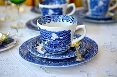 Trio para Te, Loza Grindley England, Pattern Country Style Azul C1960