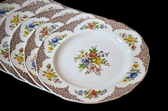 Juego de 6 Platos Playos Copeland Spode England , Pattern Merville Brown C1940 - comprar online