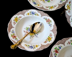 Imagen de Juego de 6 Platos Hondos Copeland Spode England , Pattern Merville Brown C1940