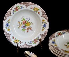 Juego de 6 Platos Hondos Copeland Spode England , Pattern Merville Brown C1940 en internet