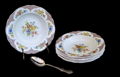 Juego de 6 Platos Hondos Copeland Spode England , Pattern Merville Brown C1940 - tienda online