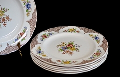 Imagen de Juego de 6 Platos Playos Copeland Spode England , Pattern Merville Brown C1940